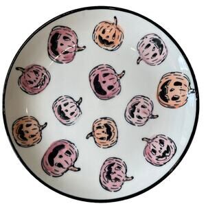 Potter's Studio PINK PUMPKIN Appetizer Plates 6in Set of 4 Ceramic Halloween NEW